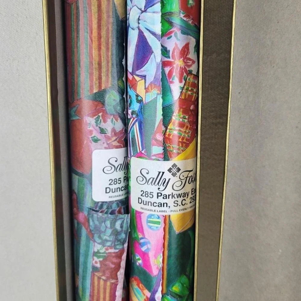 Vintage Sally Foster Christmas Wrapping Paper and Tissue Paper Box Set‎ - New